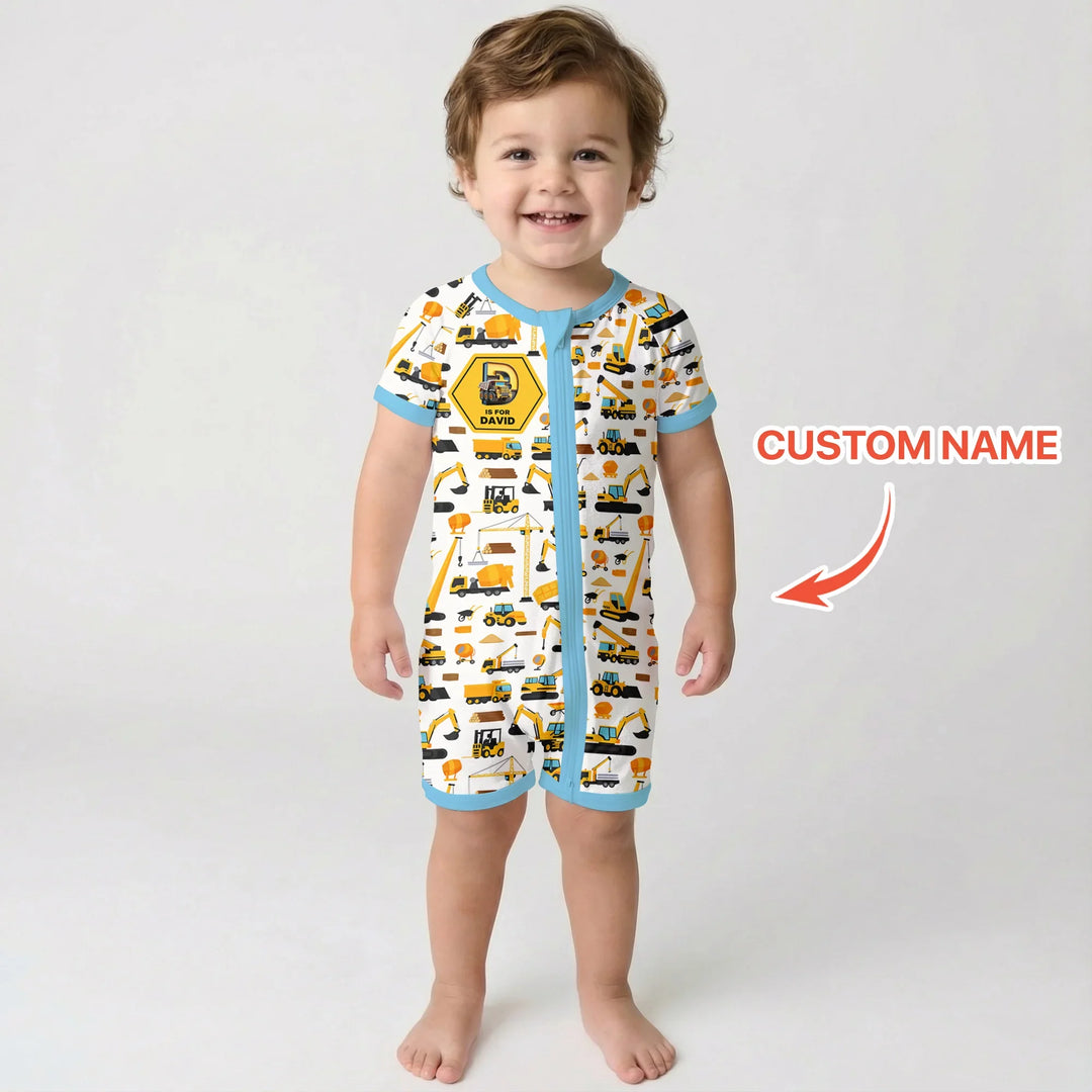 Custom Name Construction Initials Bamboo Shorty Zippy