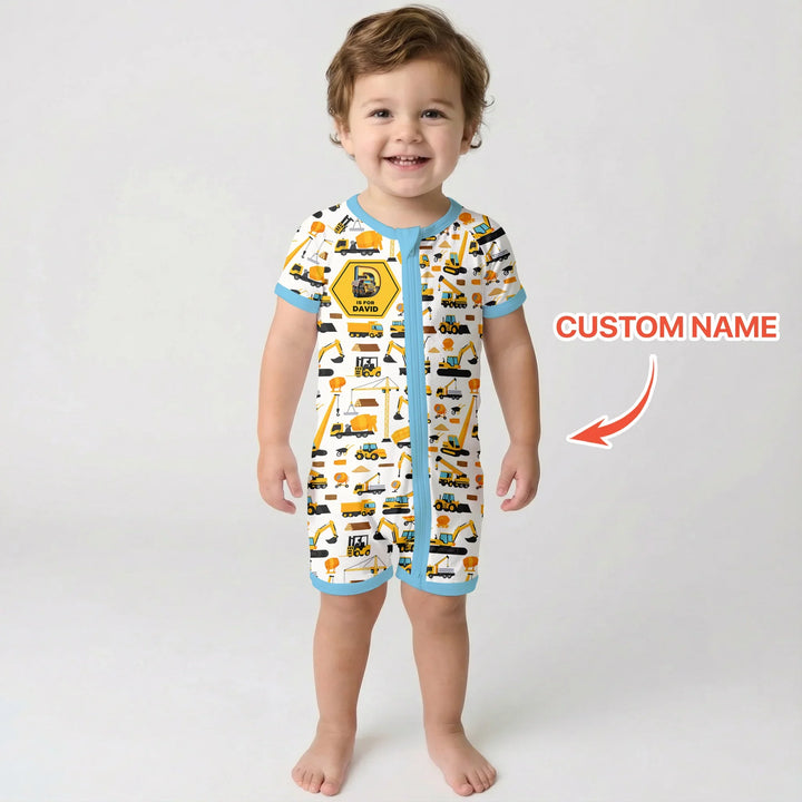 Custom Name Construction Initials Bamboo Shorty Zippy