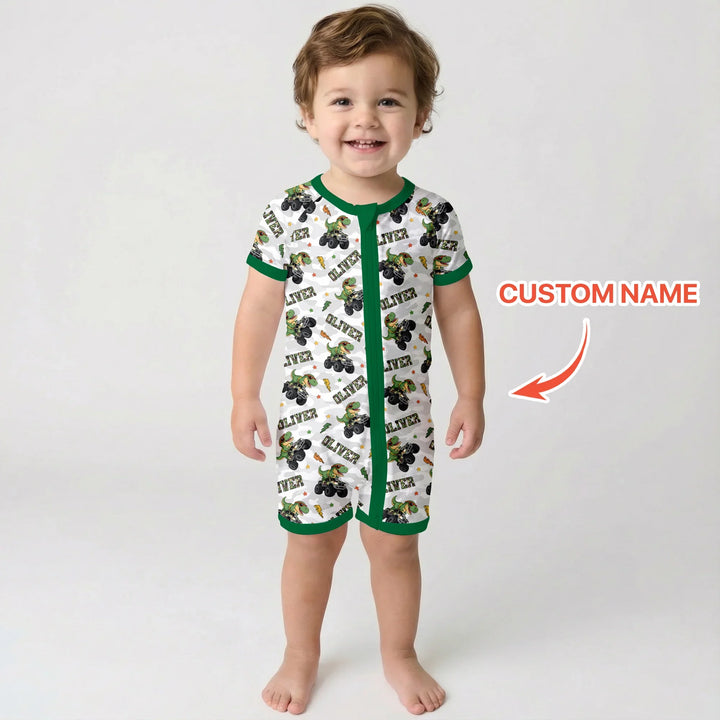 Custom Name Camo Trucker Dino Bamboo Shorty Zippy