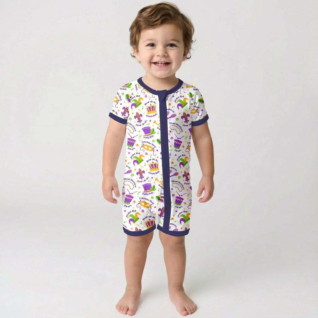 Mardi Gras Family Matching Bamboo Shorty Zippy