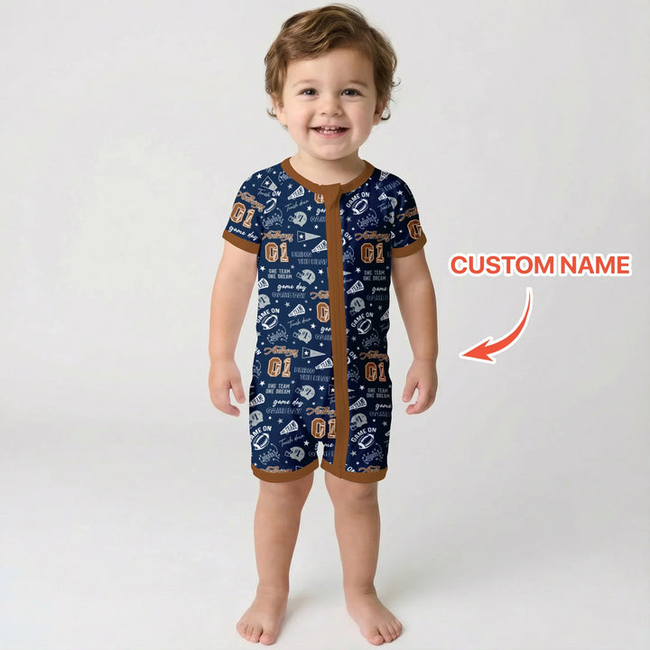 Custom Name Football Game Day Bamboo Shorty Zippy