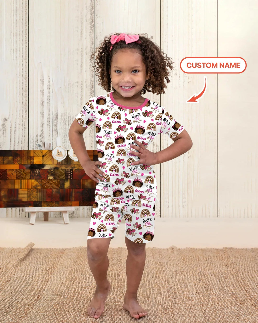 Black Girl Magic Custom Name Bamboo Two Piece Long Sleeve Pajama Set