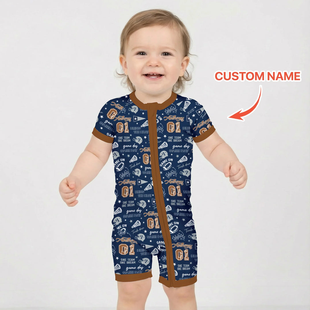 Custom Name Football Game Day Bamboo Shorty Zippy