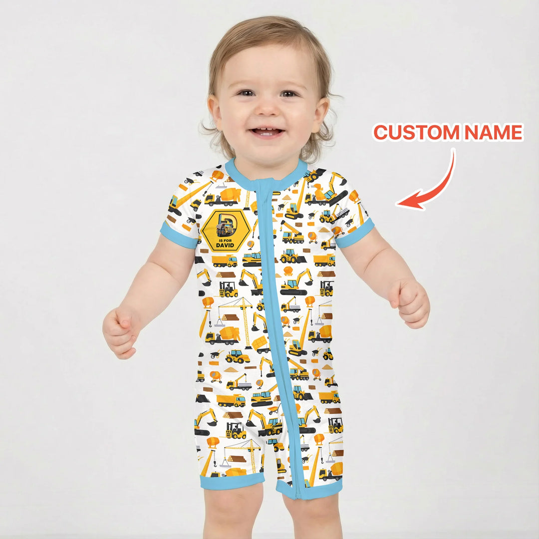 Custom Name Construction Initials Bamboo Shorty Zippy