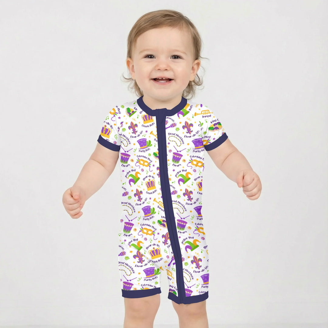 Mardi Gras Family Matching Bamboo Shorty Zippy