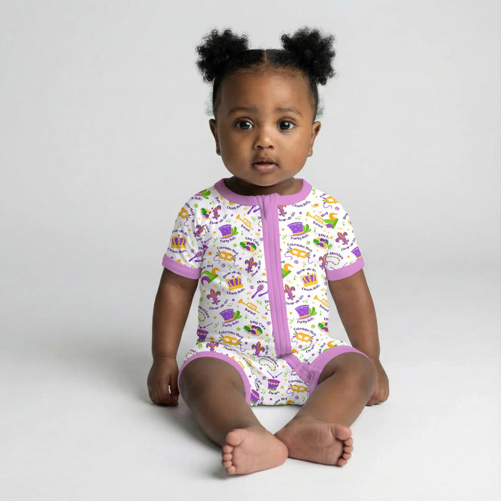 Mardi Gras Family Matching Bamboo Shorty Zippy