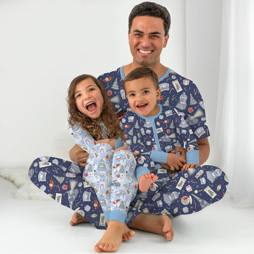 Christmas Train Bamboo Two Piece Short Sleeve Shorts Pajama Set