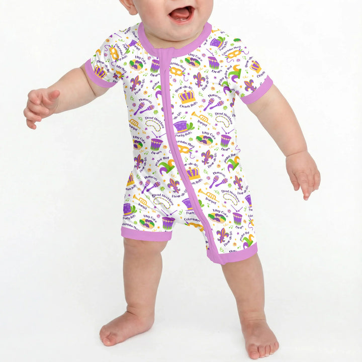 Mardi Gras Family Matching Bamboo Shorty Zippy