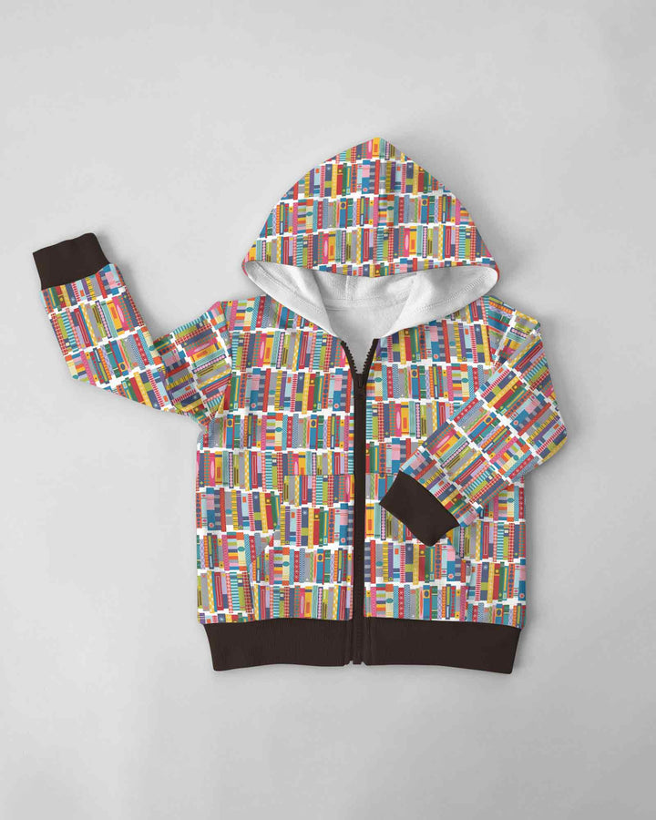Rainbow Bookshelf Bamboo Zip Hoodie