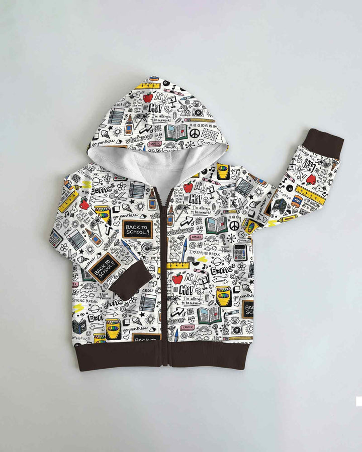 School Days Doodles Bamboo Zip Hoodie