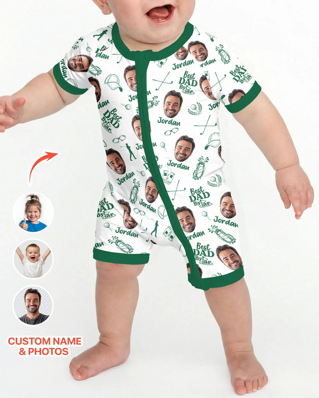 Custom Photo Best Dad By Par Bamboo Shorty Zippy