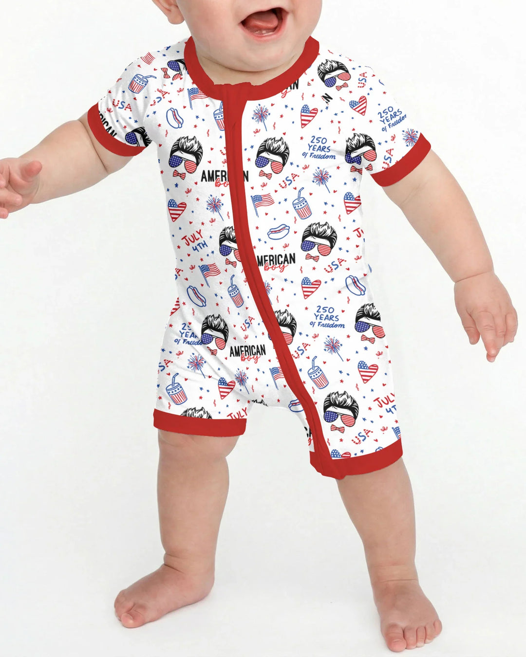 Doodle American Flag Glasses Family Matching Bamboo Shorty Zippy