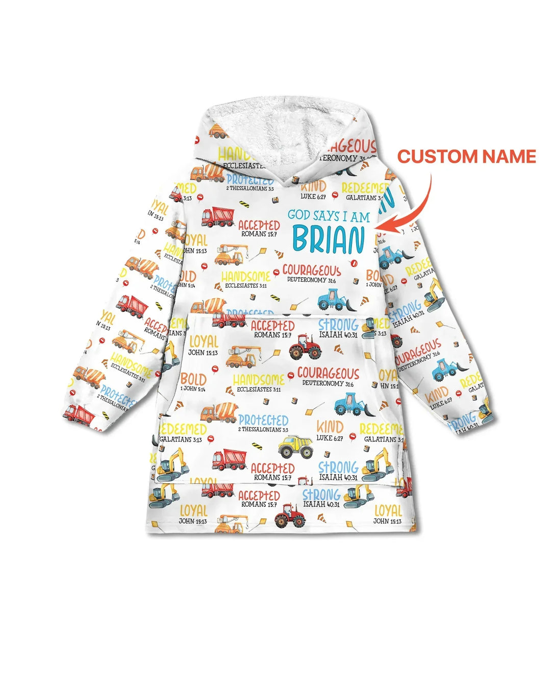 Personalized God Says I Am Little Builder Bamboo Blanket Hoodie