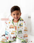 Construction Vehicles Custom Name Bamboo Blanket