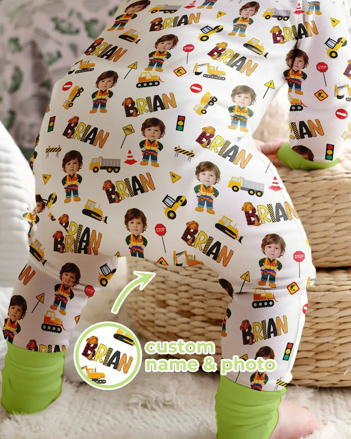 Custom Photo Doodle Little Builder Bamboo Convertible Zippy