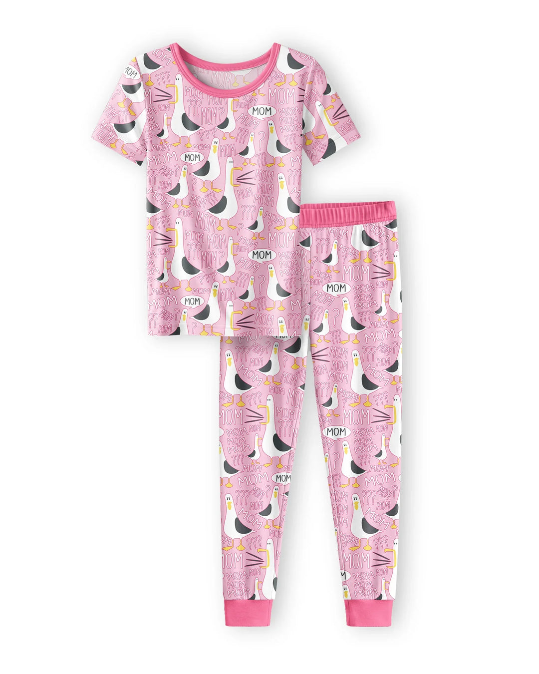 Funny Seagull MOM Two Piece Short Sleeve Pajama Set