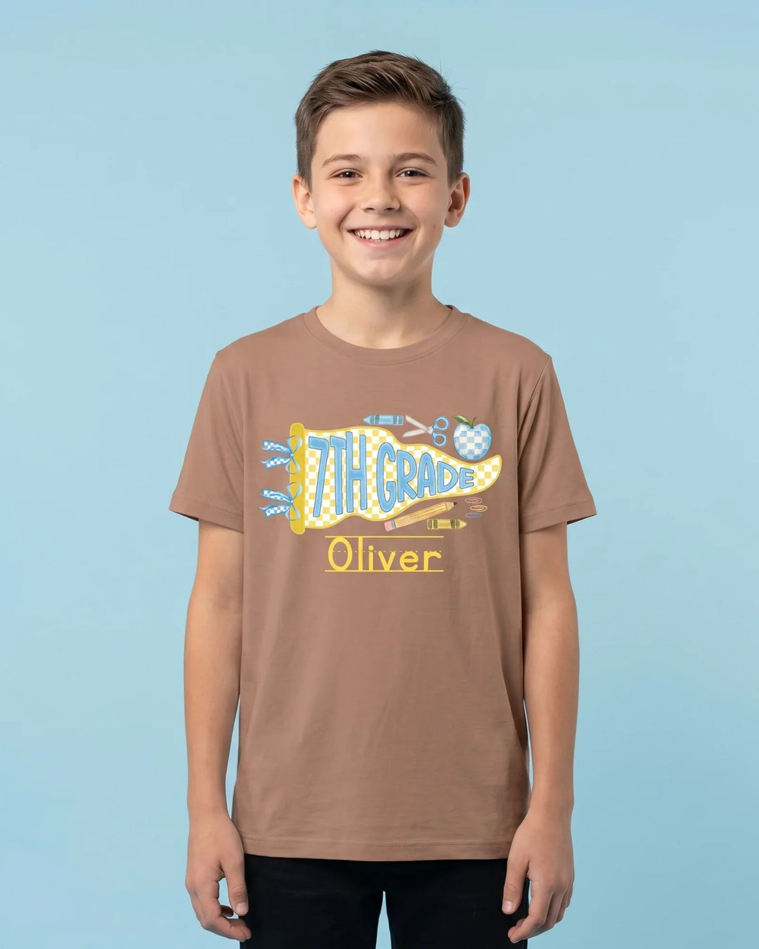 Custom Name Grade Penant Bamboo Crewneck T-Shirt