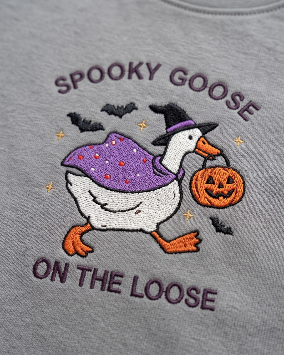 Spooky Goose Embroidered Bamboo Crewneck Sweatshirt