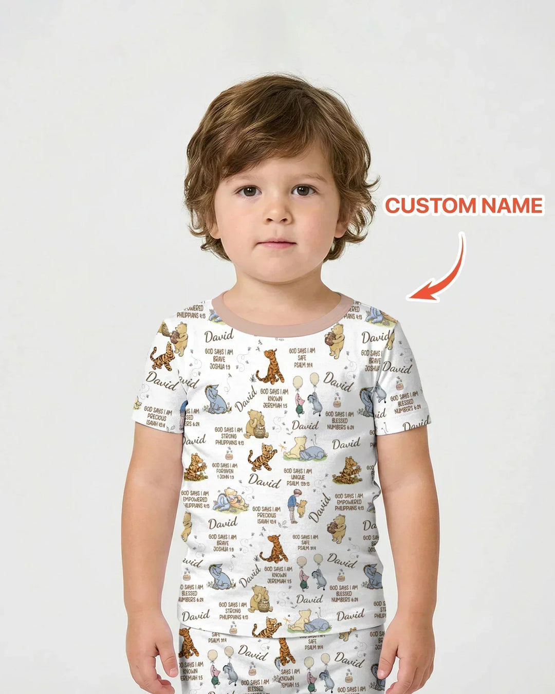 Custom Name God Says I Am Classic Bear Bamboo Two Piece Short Sleeve Shorts Pajama Set