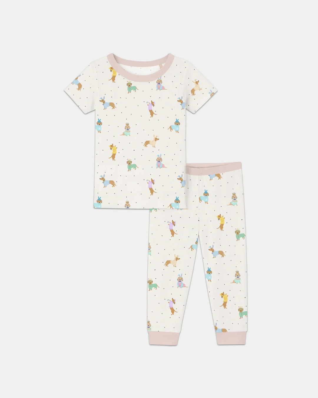 Easter Dachshund Bamboo Two Piece Short Sleeve Pajama Set