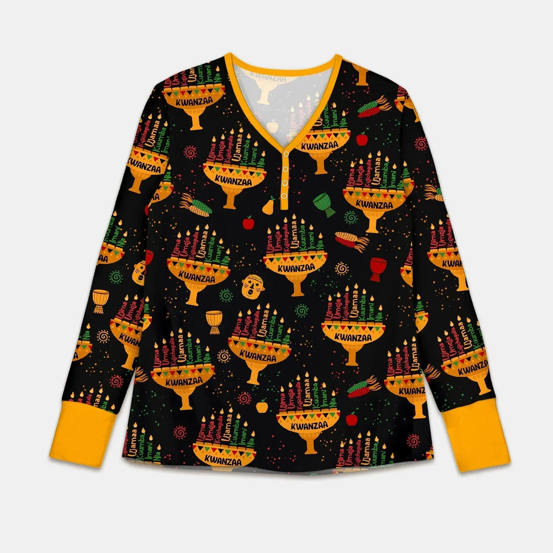 Kwanzaa Lights Bamboo Women Pajama Set