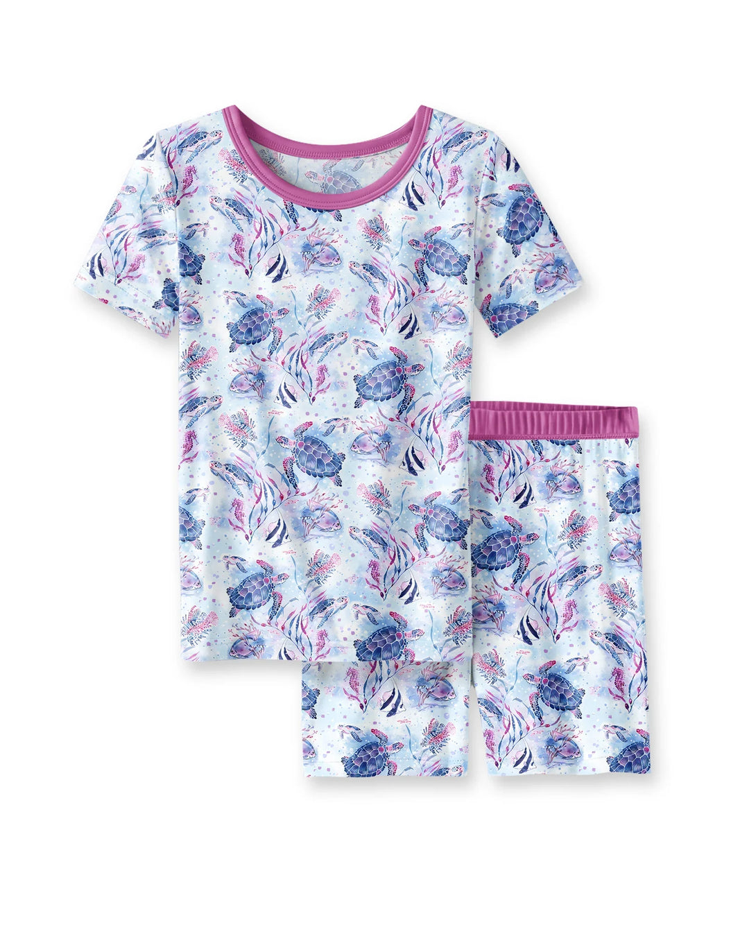 Little Turtles Family Matching Bamboo Two Piece Short Sleeve Shorts Pajama Set