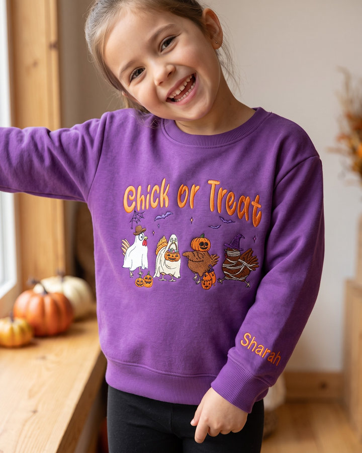 Chick or Treat Embroidered Bamboo Crewneck Sweatshirt