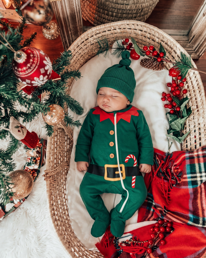 Santa’s Tiny Helper Bamboo Zipper Footie