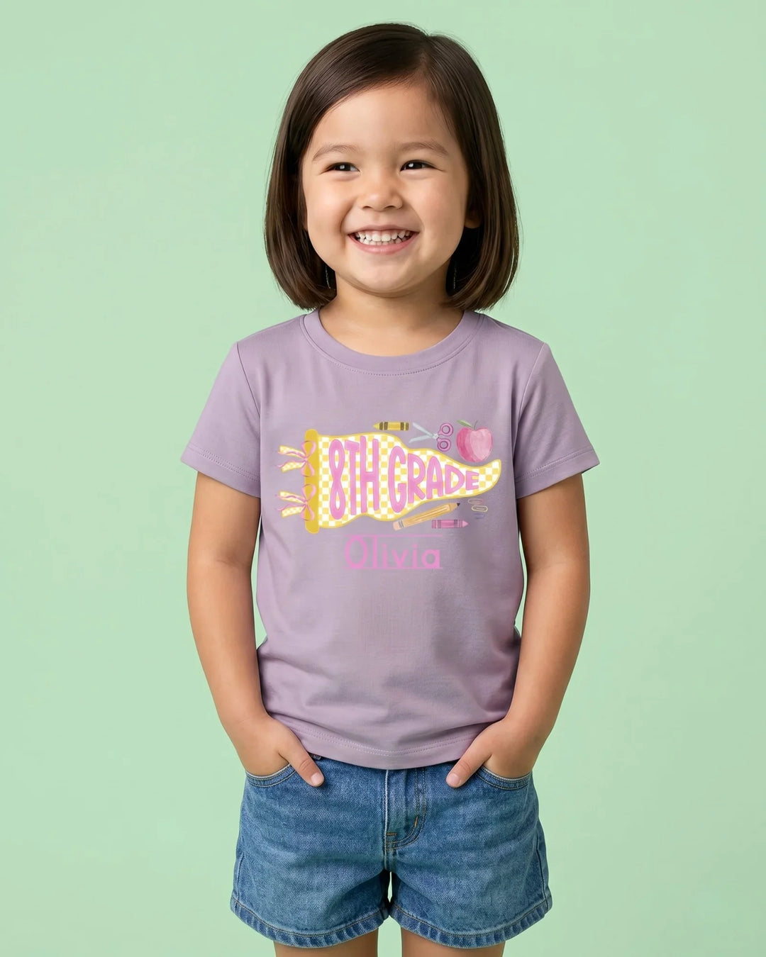 Custom Name Grade Penant Bamboo Crewneck T-Shirt