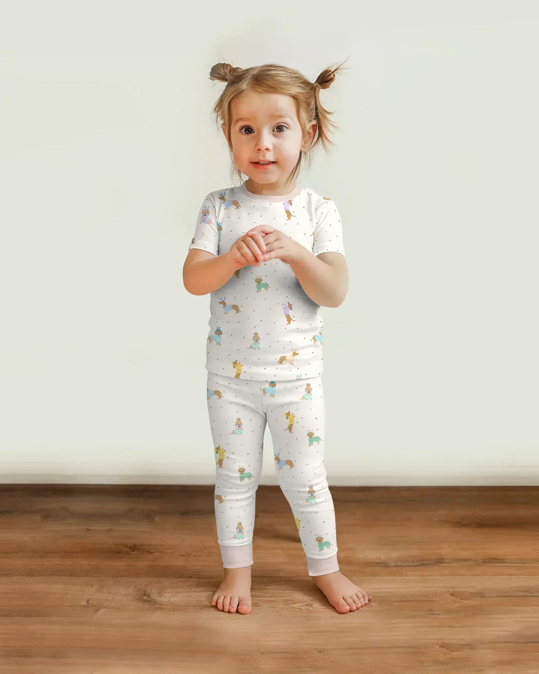 Easter Dachshund Bamboo Two Piece Short Sleeve Pajama Set