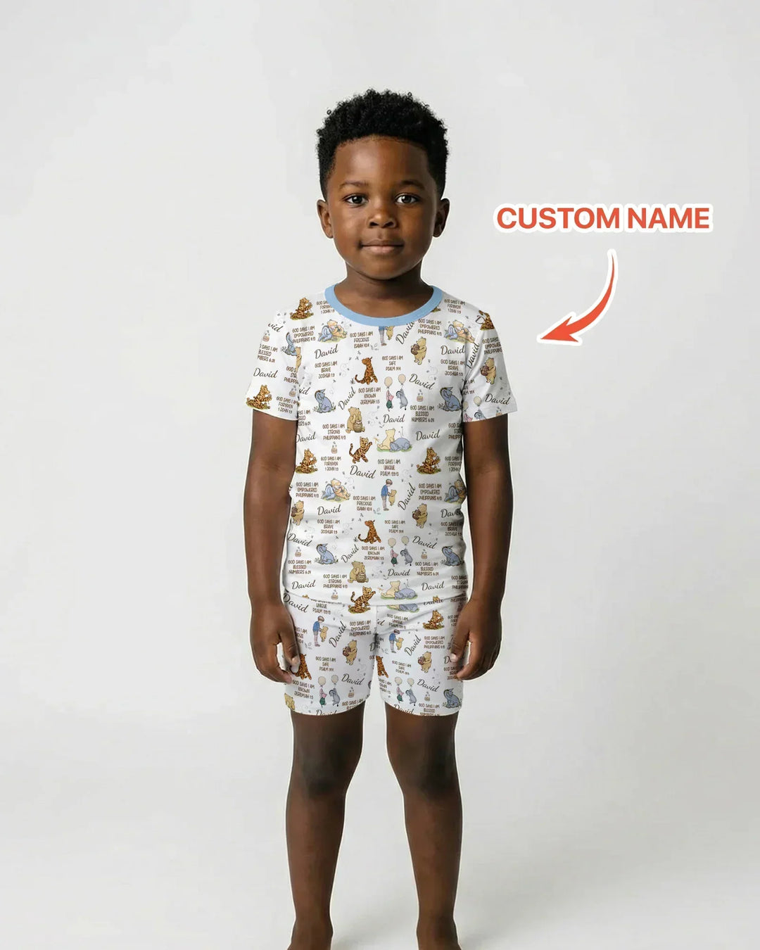 Custom Name God Says I Am Classic Bear Bamboo Two Piece Short Sleeve Shorts Pajama Set