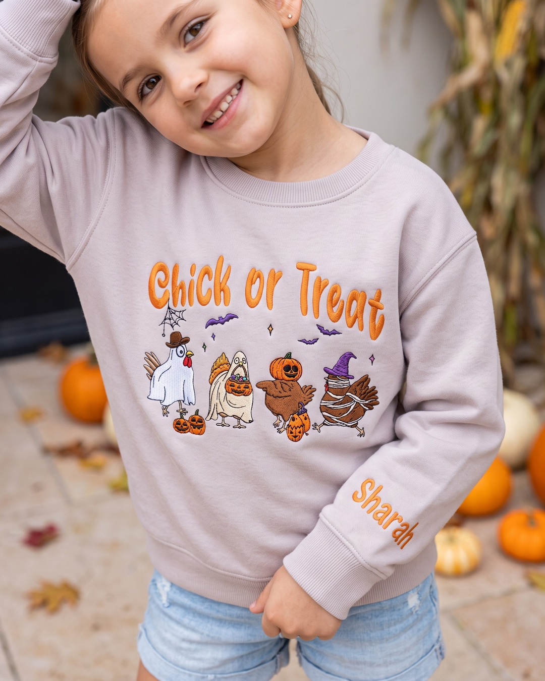 Chick or Treat Embroidered Bamboo Crewneck Sweatshirt