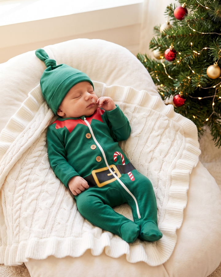 Santa’s Tiny Helper Bamboo Zipper Footie