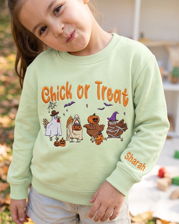 Chick or Treat Embroidered Bamboo Crewneck Sweatshirt
