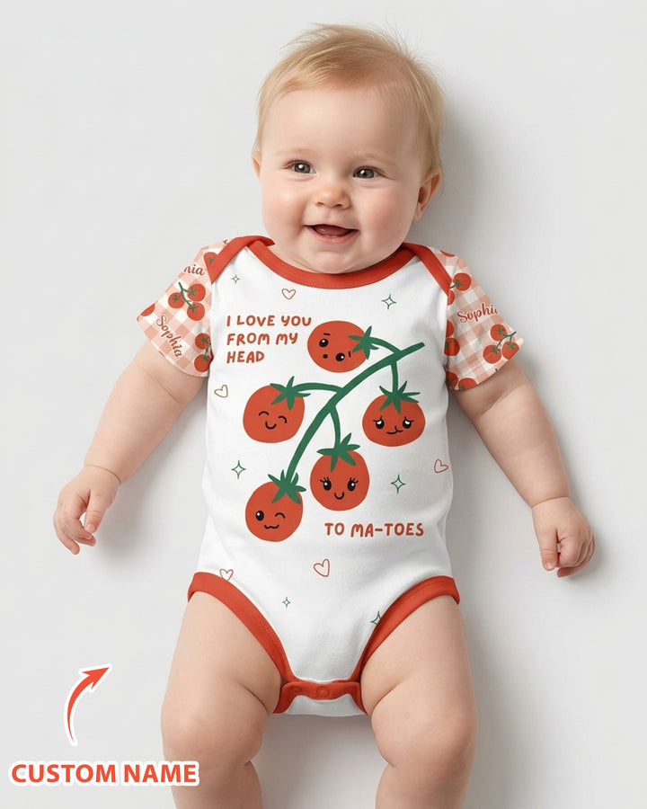 I Love You From My Head Tomatoes Custom Name Bamboo Bodysuit
