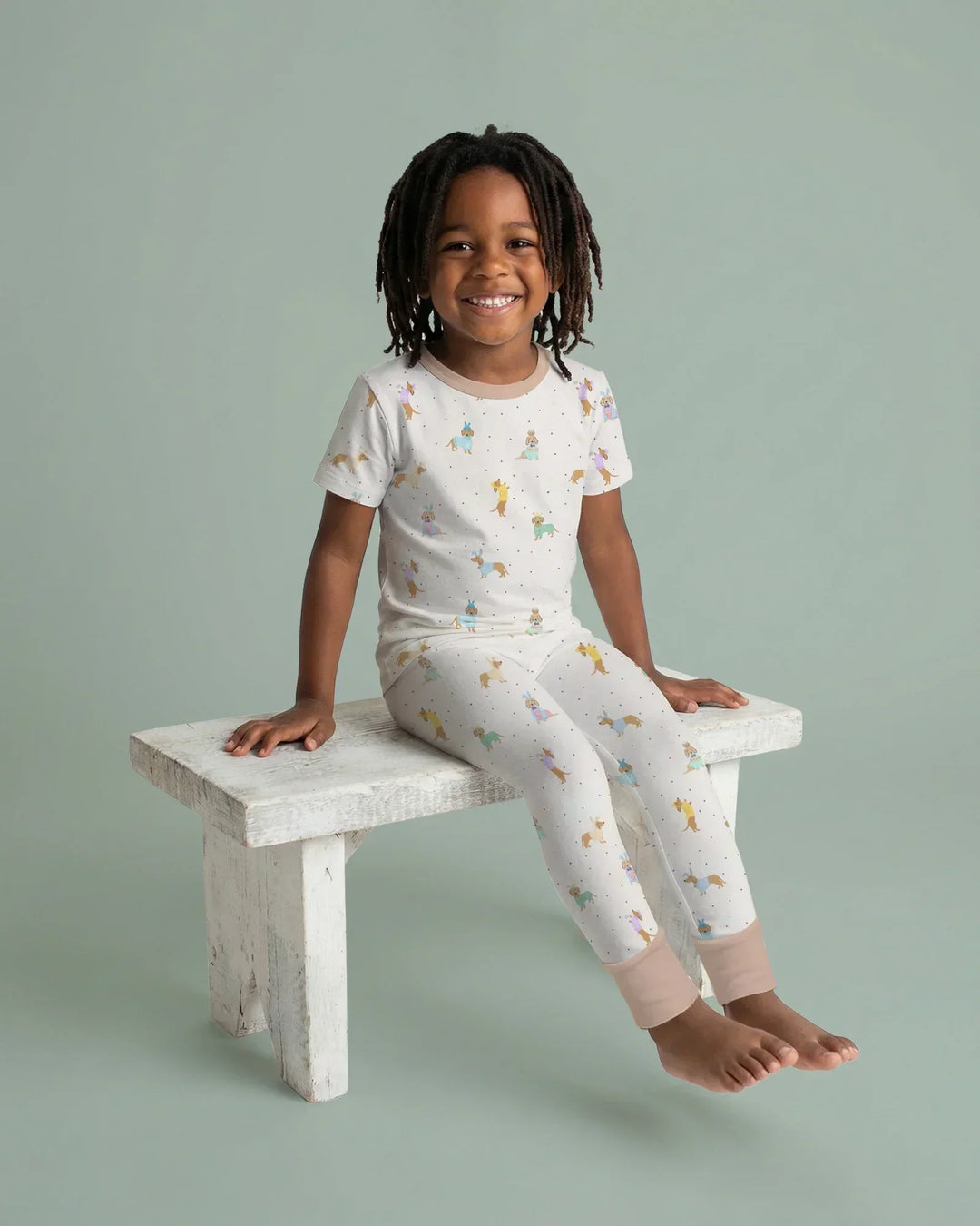 Easter Dachshund Bamboo Two Piece Short Sleeve Pajama Set