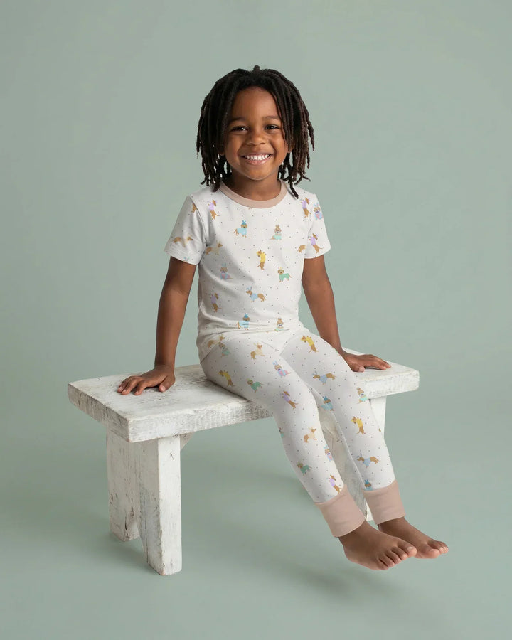 Easter Dachshund Bamboo Two Piece Short Sleeve Pajama Set