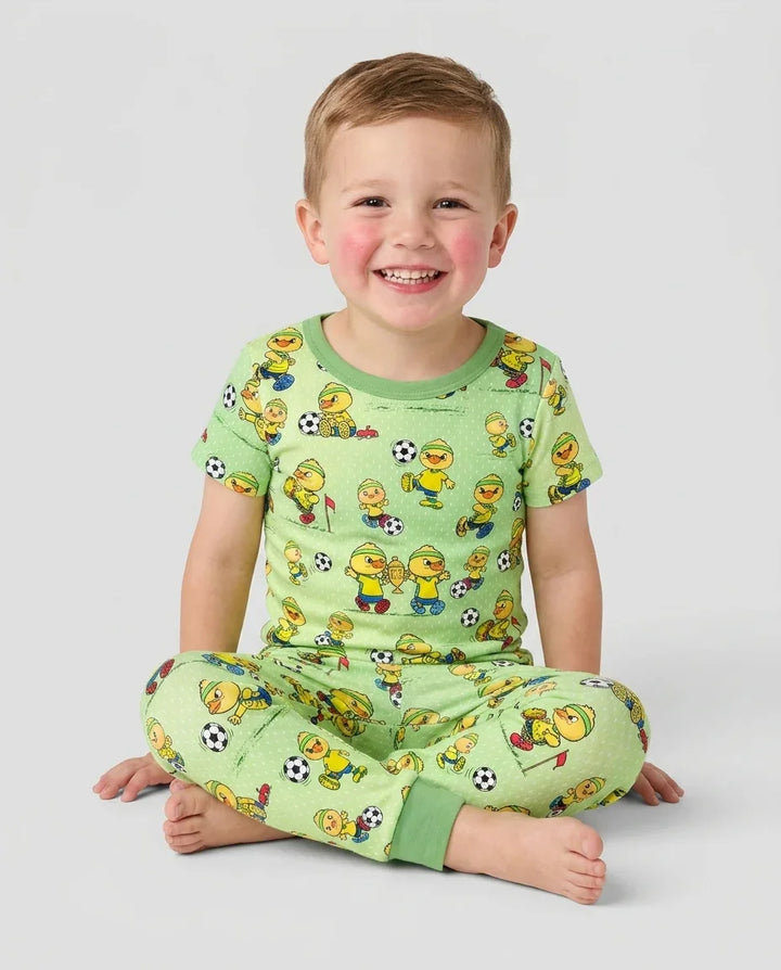 Brasil Soccer Fan Family Matching Bamboo Two Piece Short Sleeve Pajama Set