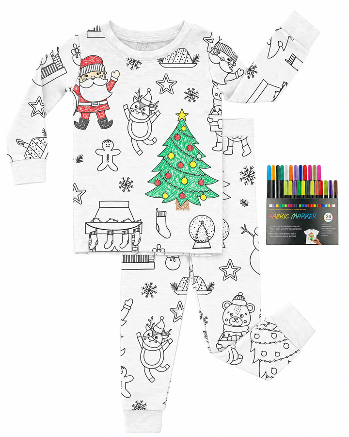 Christmas Colorable Bamboo Two Piece Pyjamas Set
