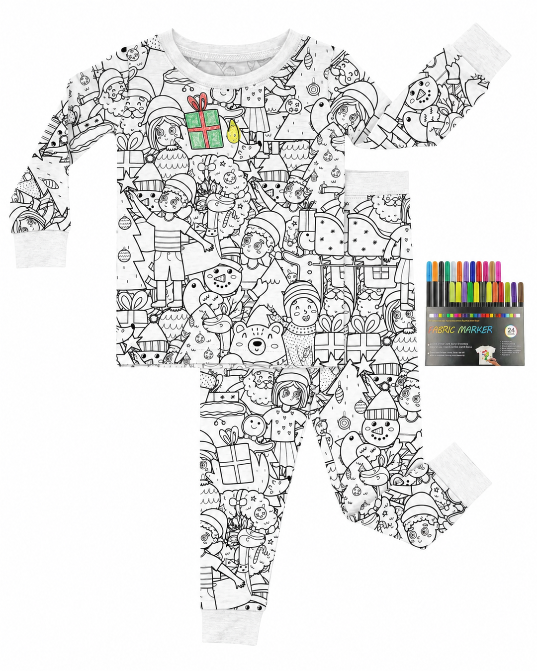 Christmas Colorable Bamboo Two Piece Pyjamas Set