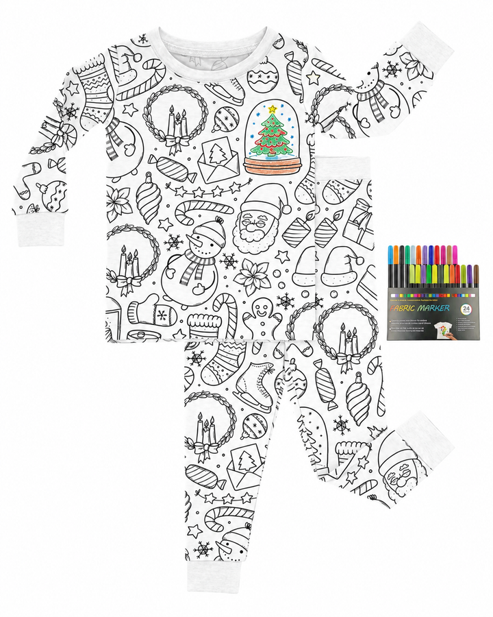 Christmas Colorable Bamboo Two Piece Pyjamas Set