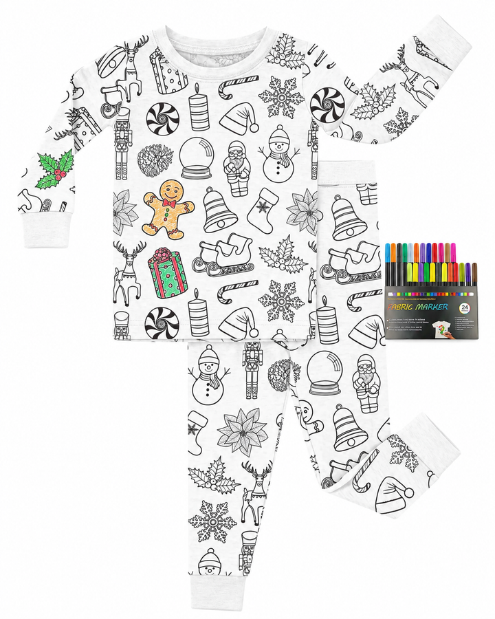 Christmas Colorable Bamboo Two Piece Pyjamas Set