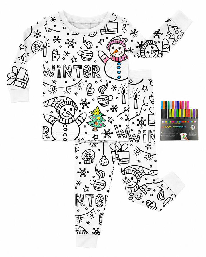 Christmas Colorable Bamboo Two Piece Pyjamas Set