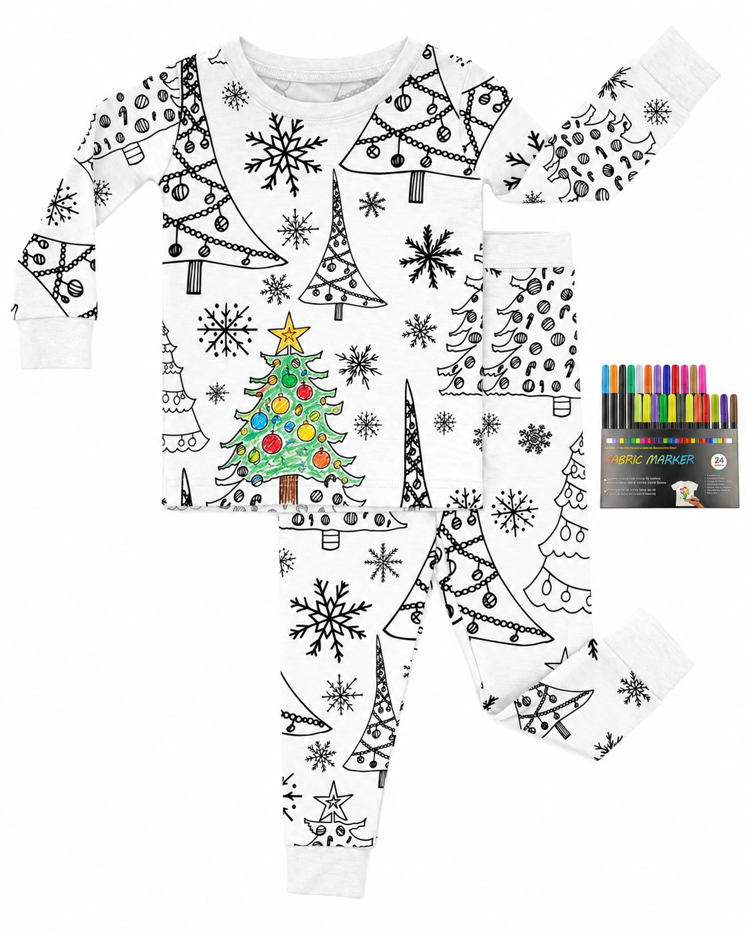 Christmas Colorable Bamboo Two Piece Pyjamas Set