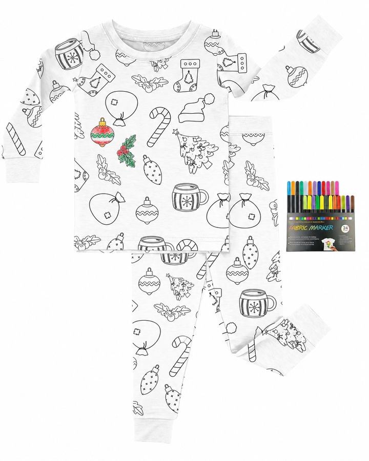 Christmas Colorable Bamboo Two Piece Pyjamas Set