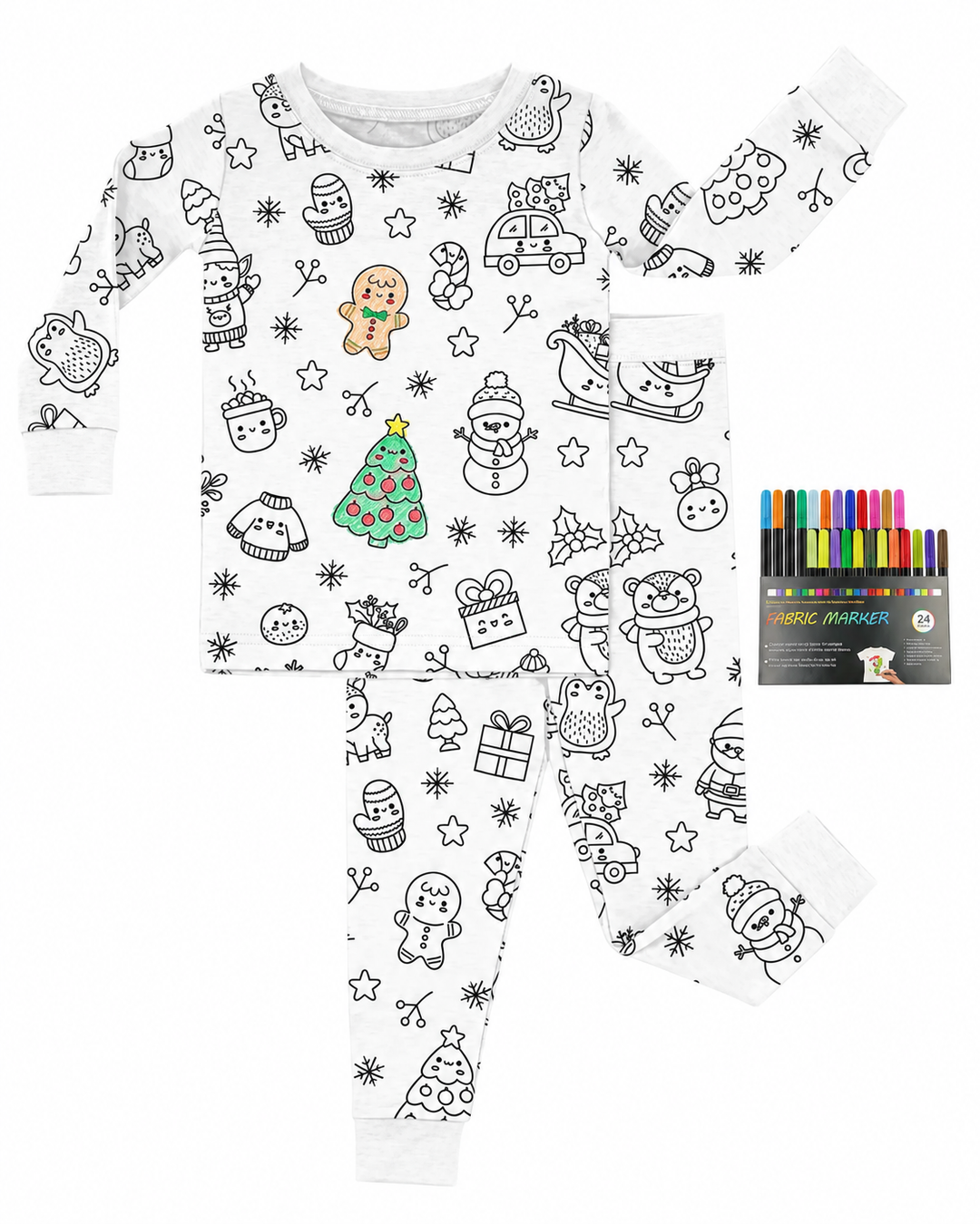 Christmas Colorable Bamboo Two Piece Pyjamas Set