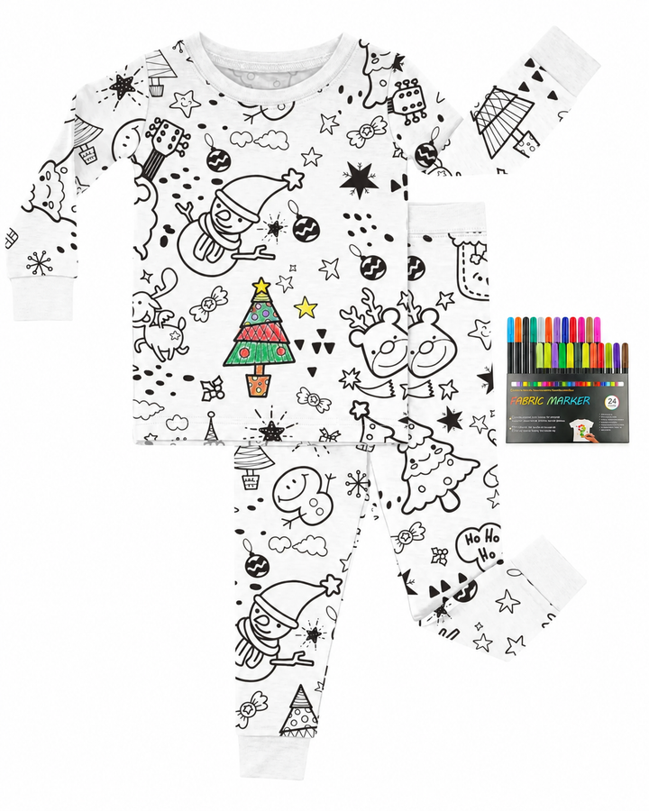 Christmas Colorable Bamboo Two Piece Pyjamas Set