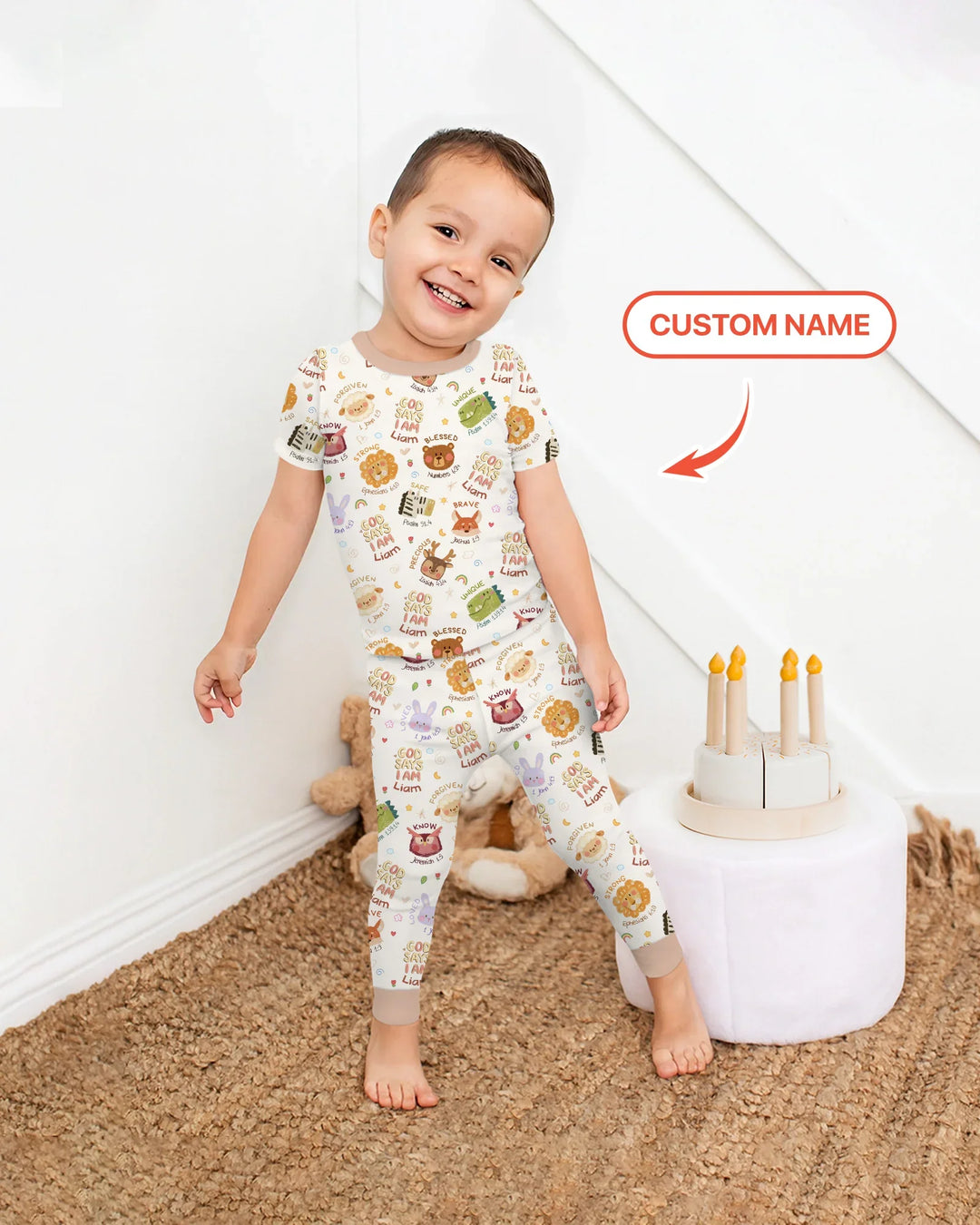 God Says I Am — Little Flock Custom Name Two Piece Short Sleeve Pajama Set