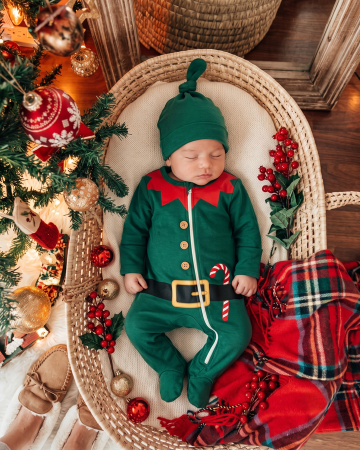 Santa’s Tiny Helper Bamboo Zipper Footie