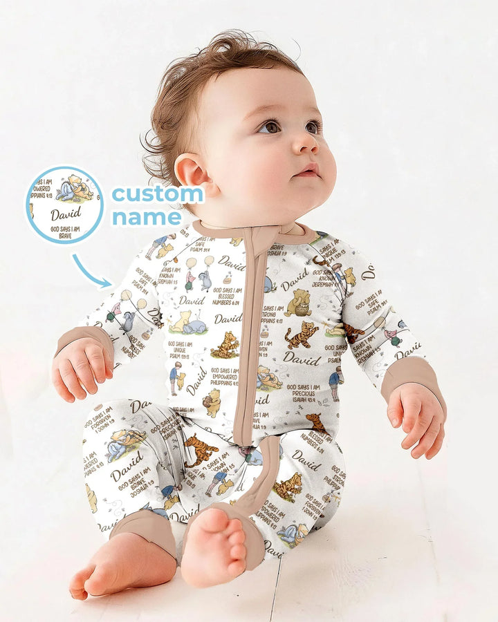 Custom Name God Says I Am Classic Bear Bamboo Convertible Zippy